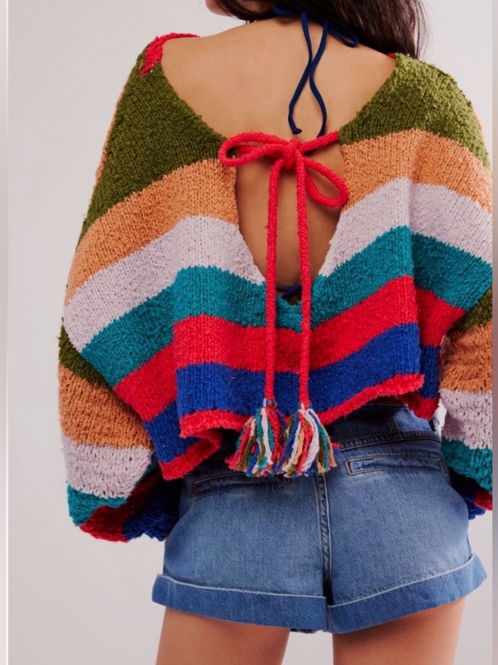 EXCELLENT FREE PEOPLE TURN AROUND REVERSIBLE PULLOVER, MULTI, LARGE